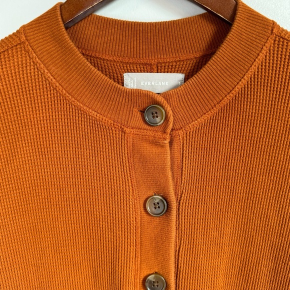 Everlane Cotton the Waffle Knit Onesie One Piece Loungewear Jumpsuit Dark Honey - Picture 3 of 10